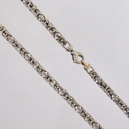 Kjede Konge, lengde 63cm, bredde 6,5mm, hvitt gull, 14K Vekt: 162,8 g Kontakt Lånekontoret for frakt