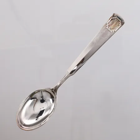 12 teskjeer Bondesølv / Bondesylv (med forgylt kornaks på enden), lengde 14,9cm, Th. Marthinsen, 830S Vekt: 316,9 g Kontakt Lånekontoret for frakt