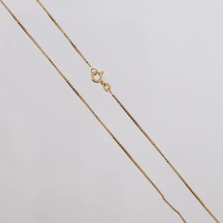 Kjede Veneziansk, lengde 40,5cm, bredde 1mm, 14K Vekt: 2,5 g Kontakt Lånekontoret for frakt