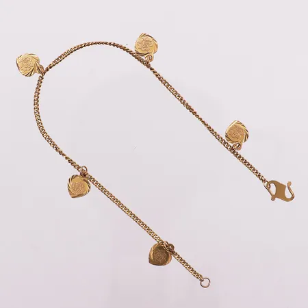 Armbånd med 5 charms, 19 cm, 21K Vekt: 5,3 g Kontakt Lånekontoret for frakt