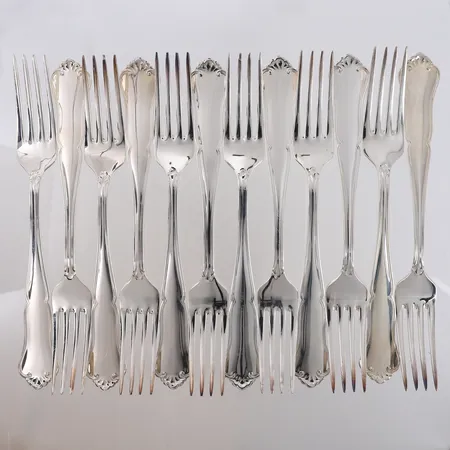 12 spisegafler Märtha, lengde 19,6cm, 830S Vekt: 543 g Kontakt Lånekontoret for frakt