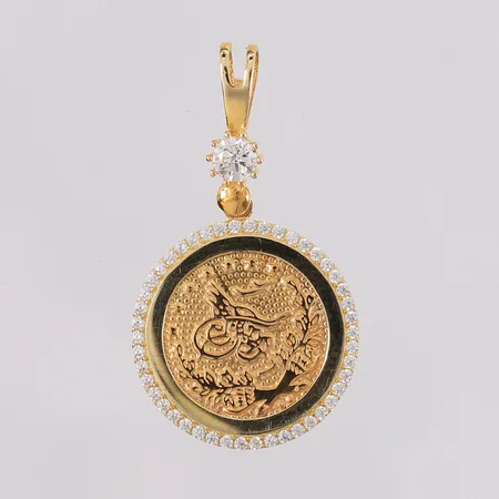 Anheng med blanke stener, to-farget, 39x23mm, 14K, bruttovekt 3,3g Vekt: 0 g Kontakt Lånekontoret for frakt
