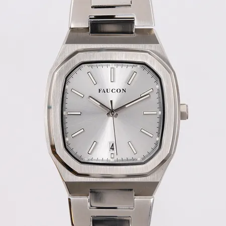 Faucon Octagon, ref. F10042, ø37mm, stål, quartz, safirglass, dato, uten boks og tilbehør Kontakt Lånekontoret for frakt