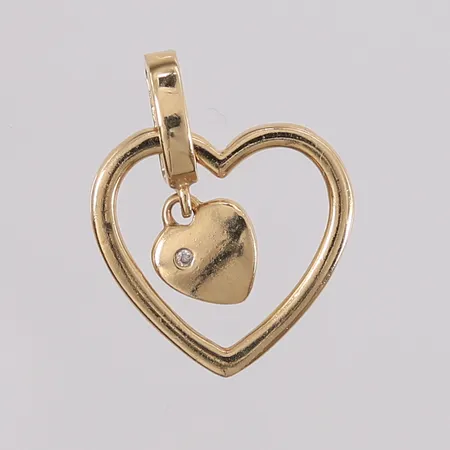 Anheng hjerte med blank sten, 16x16mm, 14K Vekt: 1,5 g Kontakt Lånekontoret for frakt