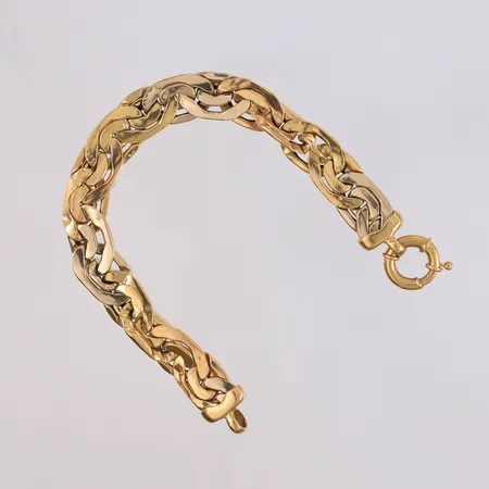 Armbånd, hult, lengde 21cm, bredde 12,2- 15,3mm, 18K Vekt: 19,3 g Kontakt Lånekontoret for frakt