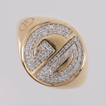 Ring med diamanter á 0,006ct (totalt ca. 0,60ct), ø18,2mm, bredde 2,3- 15mm, 14K, bruttovekt 4,9g Vekt: 0 g Kontakt Lånekontoret for frakt