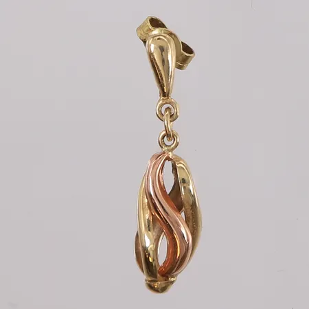 Én stk. øredobb, to-farget, 25x7mm, 14K Vekt: 0,7 g Kontakt Lånekontoret for frakt