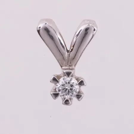 Anheng med diamant, 1 x ca 0,10 ct, lengde 11 mm, bredde 4,7 - 7,9 mm, 14K Vekt: 1 g Kontakt Lånekontoret for frakt