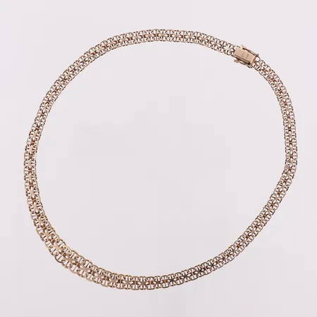 Halskjede x-lenke med stav, lengde 44,6 cm, bredde 6,4 - 10,4 mm, 14K Vekt: 19,8 g Kontakt Lånekontoret for frakt