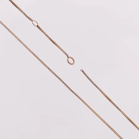 Skrotgull, halskjede veneziansk, lengde 41,2 cm, bredde 1 mm, 14K Vekt: 2 g Kontakt Lånekontoret for frakt