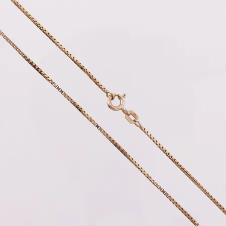 Halskjede Veneziansk, lengde 42,5 cm, bredde 1,1 mm, 14K Vekt: 3,8 g Kontakt Lånekontoret for frakt