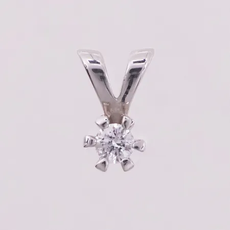 Anheng med diamant, 1 x ca 0,10 ct, lengde 8,5 mm, bredde 4,4 - 5,7 mm, 14K Vekt: 0,4 g Kontakt Lånekontoret for frakt