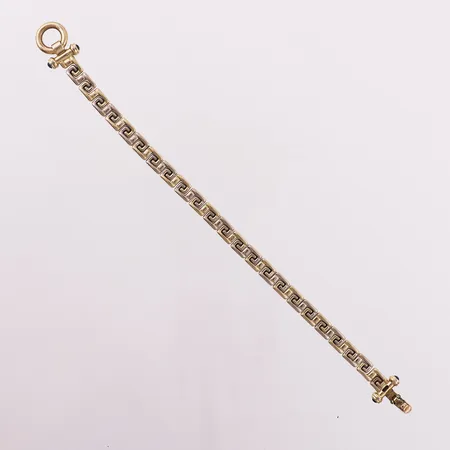 Armbånd to-farget med blå stener, lengde 20 cm, bredde 13,9 mm, 18K Vekt: 12,6 g Kontakt Lånekontoret for frakt
