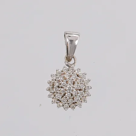 Anheng med diamanter (35 x ca. 0,005ct), ø10mm, hvitt gull, 14K, bruttovekt 1,5g Vekt: 0 g Kontakt Lånekontoret for frakt