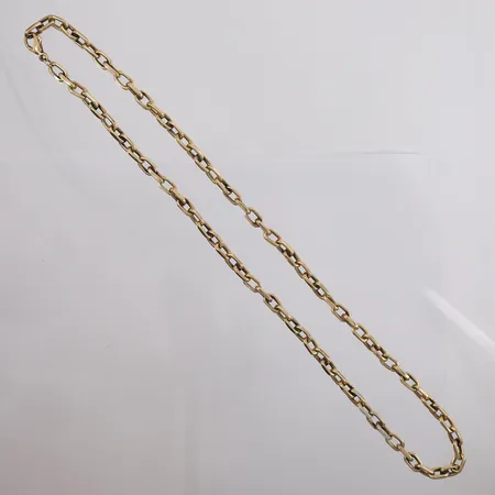 Kjede Anker, lengde 58cm, bredde 1,8- 5,9mm, tilsynelatende ustemplet, noe slitt, 14K Vekt: 65,1 g Kontakt Lånekontoret for frakt