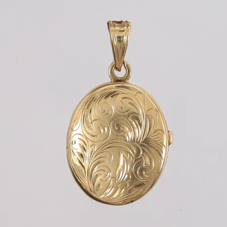 Anheng medaljong med rød innside, 30x17mm, hempe defekt, 14K, bruttovekt 3,4g Vekt: 0 g Kontakt Lånekontoret for frakt