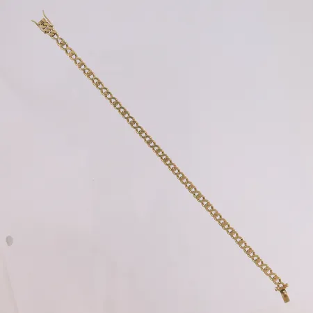 Armbånd Panser, lengde 19cm, bredde 4,4mm, 14K Vekt: 9,6 g Kontakt Lånekontoret for frakt