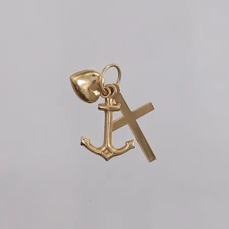 Anheng med kors, anker og hjerte, 18x10mm, 14K Vekt: 0,5 g Kontakt Lånekontoret for frakt