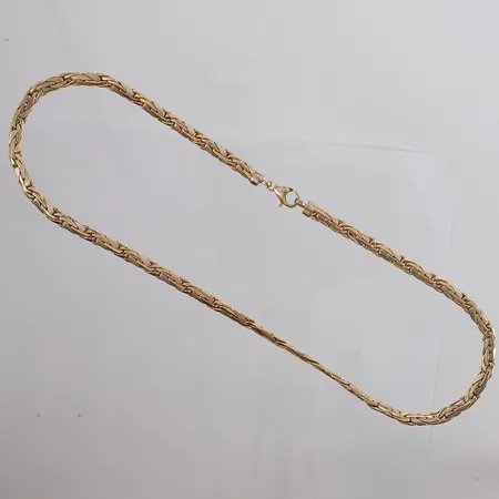 Halskjede, lengde ca 45cm, bredde ca 4,5mm, 14K. Vekt: 17,6 g Kontakt Lånekontoret for frakt