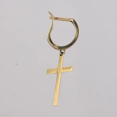Én stk. øredobb med kors, 33x12mm, 14K Vekt: 0,9 g Kontakt Lånekontoret for frakt
