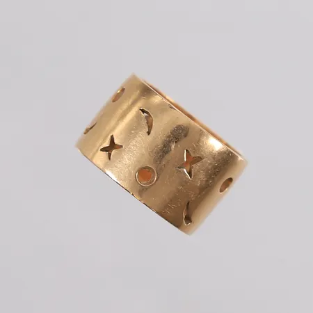 Ring, ca ø15,5mm, bredde ca 12mm, 18K. Vekt: 10,7 g Kontakt Lånekontoret for frakt