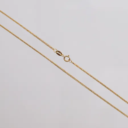 Kjede, lengde 46cm, bredde 1mm, 18K Vekt: 1,5 g Kontakt Lånekontoret for frakt