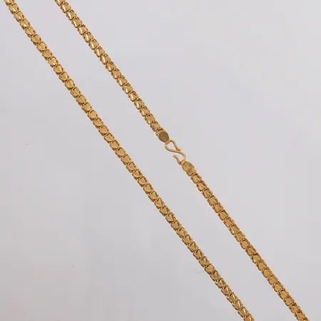 Kjede, lengde 46,5cm, bredde 4,3mm, 22K Vekt: 16,1 g Kontakt Lånekontoret for frakt