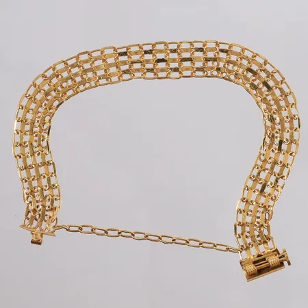 Armbånd med sikkerhetslenke, lengde 17cm, bredde 10,4mm, 22K Vekt: 14 g Kontakt Lånekontoret for frakt