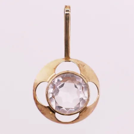 Anheng med klar sten, lengde 34,3 mm, bredde 19,2 mm, 14K Vekt: 2,8 g Kontakt Lånekontoret for frakt