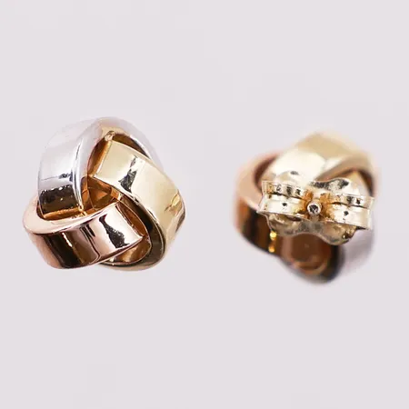 Ett par øredobber tre-farget, lengde 17,8 mm, bredde 9,5 mm, 14K Vekt: 2,2 g Kontakt Lånekontoret for frakt