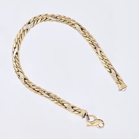 Armbånd med stener, lengde 19cm, bredde 5mm, lås ødelagt, 14K Vekt: 8,2 g Kontakt Lånekontoret for frakt