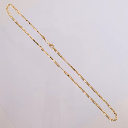 Halskjede, lengde 40 cm, bredde 2,2 mm, 21K. Vekt: 4,8 g Kontakt Lånekontoret for frakt