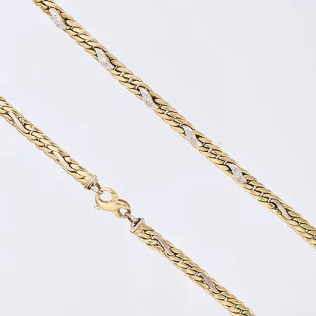 Halskjede med stener, lengde 45cm, bredde 5,4mm, 14K Vekt: 17 g Kontakt Lånekontoret for frakt