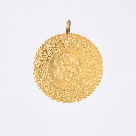 Anheng/mynt, hempe ikke gull, Ø 21,8mm, 22K Vekt: 3,5 g Kontakt Lånekontoret for frakt