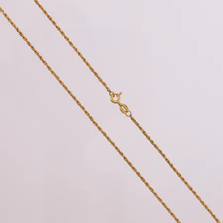 Kjede, lengde 50cm, bredde 1mm, 21K Vekt: 6,7 g Kontakt Lånekontoret for frakt