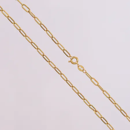 Kjede, lengde 51cm, bredde 3mm, 18K Vekt: 3,8 g Kontakt Lånekontoret for frakt