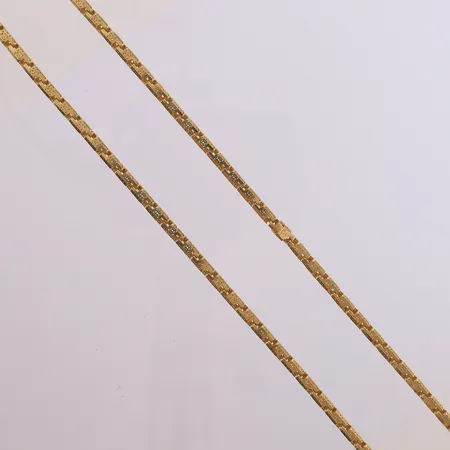 Halskjede, lengde 60cm, bredde 3,9mm, 14K Vekt: 27,4 g Kontakt Lånekontoret for frakt