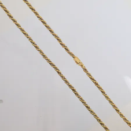 Halskjede, to farget, lengde 78cm, bredde 4,8mm, 18K Vekt: 55,4 g Kontakt Lånekontoret for frakt