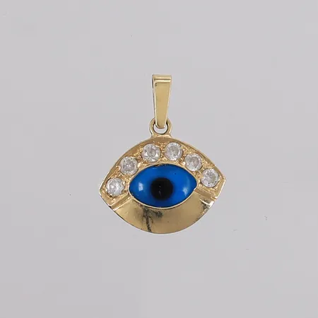 Anheng øye med blanke stener, 19x16mm, 14K gull, bruttovekt 1,9g. Kontakt Lånekontoret for frakt