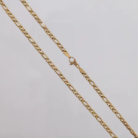 Halskjede, lengde ca 40,5cm, bredde ca 3,5mm, 14K gull. Vekt: 5,4 g Kontakt Lånekontoret for frakt
