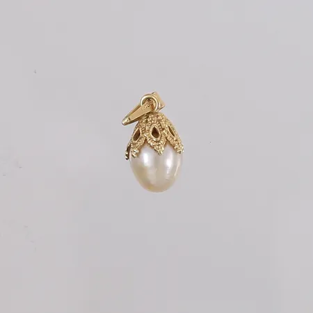 Anheng med perle, 18x8mm, 14K gull, bruttovekt 1,2g. Kontakt Lånekontoret for frakt