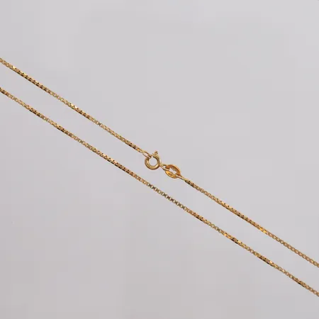 Kjede Veneziansk, lengde 60,5cm, bredde 1,2mm, stemplet, 14K Vekt: 5,2 g Kontakt Lånekontoret for frakt
