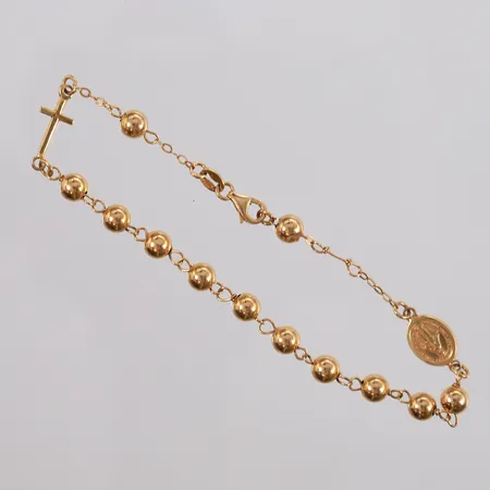 Armbånd med kuler og symboler, hult, lengde 19,5cm, bredde 0,8- 5mm, stemplet, 18K Vekt: 3,8 g Kontakt Lånekontoret for frakt