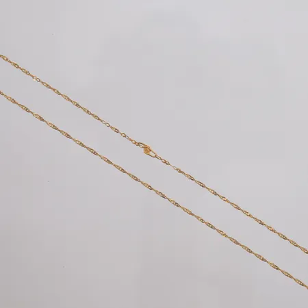 Kjede Singapore, lengde 54cm, bredde 1,4mm, defekt lås, stemplet, 22K Vekt: 1,9 g Kontakt Lånekontoret for frakt