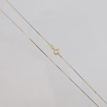 Kjede Veneziansk, lengde 38cm, bredde 0,8mm, stemplet, 14K Vekt: 1,6 g Kontakt Lånekontoret for frakt