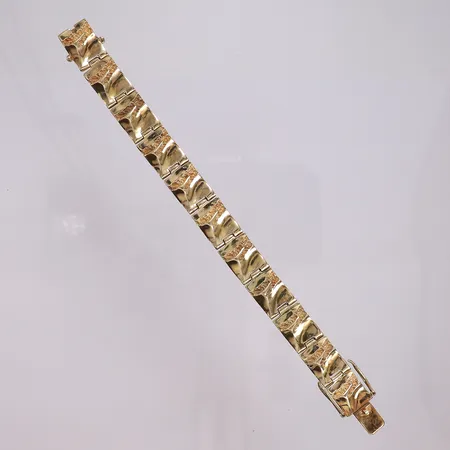 Armbånd, lengde 19cm, bredde 13,1mm, personlig gravert, 14K Vekt: 53,2 g Kontakt Lånekontoret for frakt
