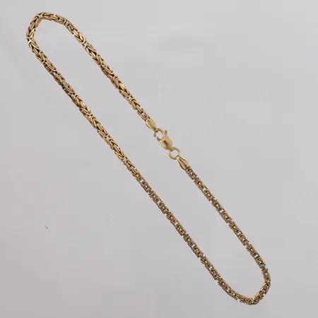 Konge ankellenke, lengde ca 28cm, bredde 2mm, 14K gull.  Vekt: 11,6 g Kontakt Lånekontoret for frakt