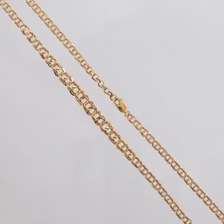 Kjede Bismarck, lengde ca 42,5cm, bredde ca 3,5-5,8mm, dosert, 18K gull. Vekt: 8,1 g Kontakt Lånekontoret for frakt