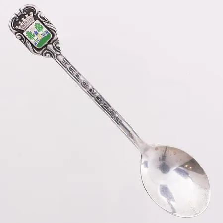 Suvenirskje med emalje, Haparanda, lengde 11,2 cm, svensk kontrollstempel, år 1963, 925S Vekt: 14,9 g Kontakt Lånekontoret for frakt