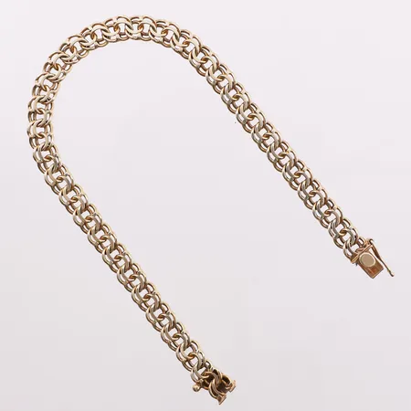 Armbånd bismark, lengde 19,2 cm, bredde 5,4 mm, 14K Vekt: 11,1 g Kontakt Lånekontoret for frakt